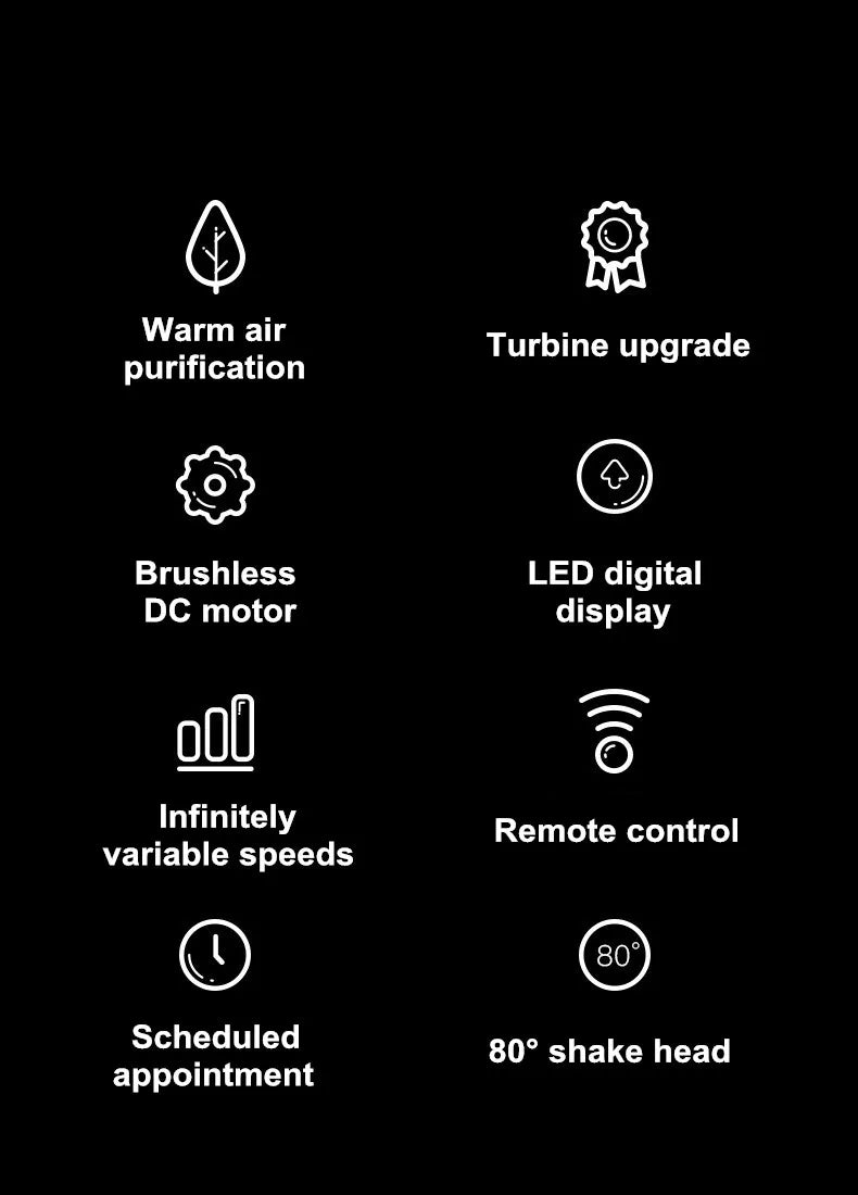 18-Inch Bladeless Floor Fan – Warm & Cold Air, Remote Control, Multi-Gear
