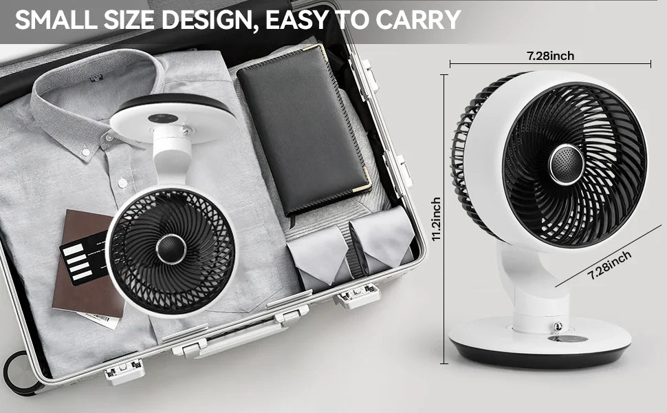 USB Desk Fan 7800mAh – 5-Speed, Oscillating, Wall-Mount, Silent Fan