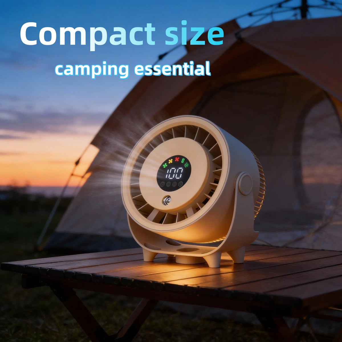 Portable Misting Turbo Fan – Rechargeable, 100-Speed, Digital Display, Wall-Mount