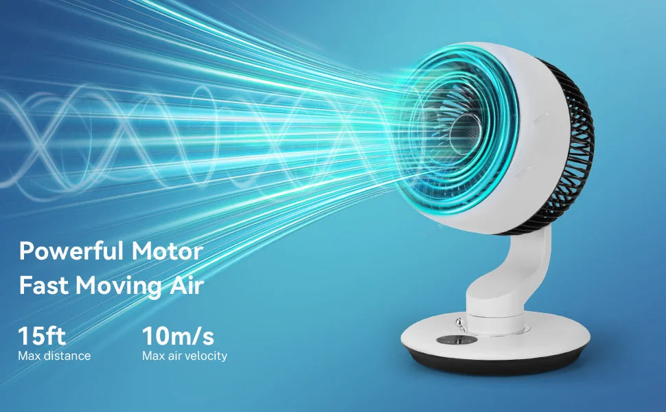 USB Desk Fan 7800mAh – 5-Speed, Oscillating, Wall-Mount, Silent Fan