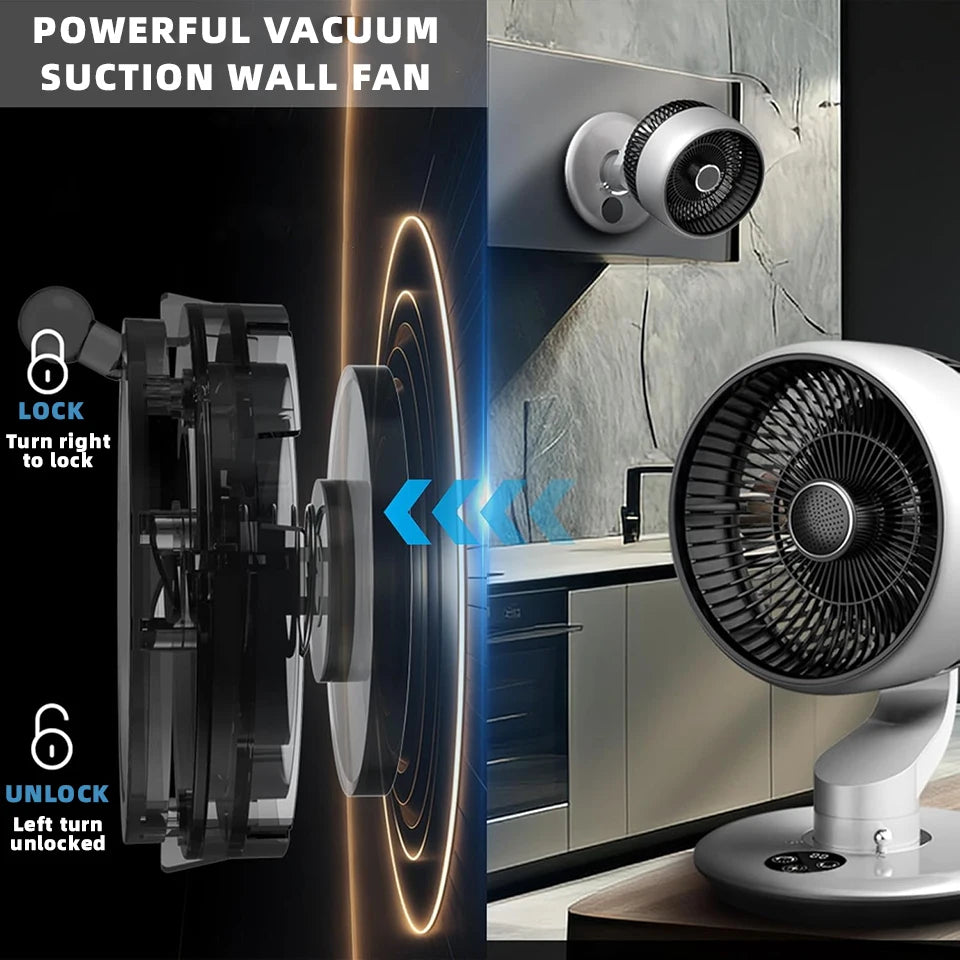 USB Desk Fan 7800mAh – 5-Speed, Oscillating, Wall-Mount, Silent Fan